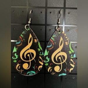 Handmade Colorful Leather Music Note Earrings
